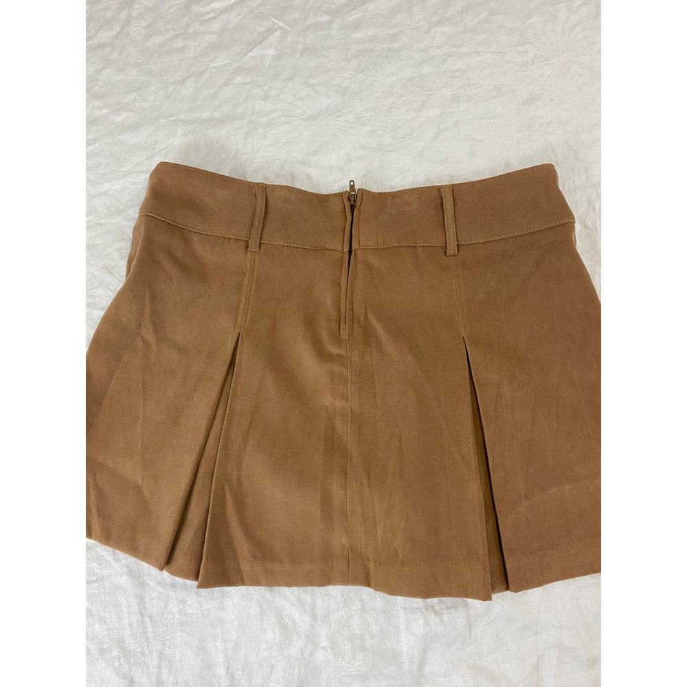 Rampage Micro Mini Skirt Women 1 Tan Excellent Vintage Pleated Preppy Y2K 90s